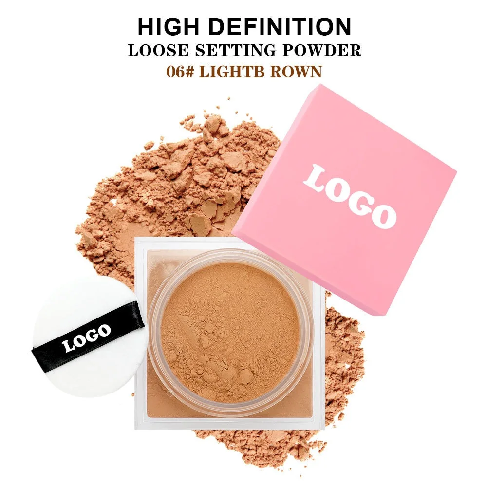 Private label loose powder with square jar light brown shade