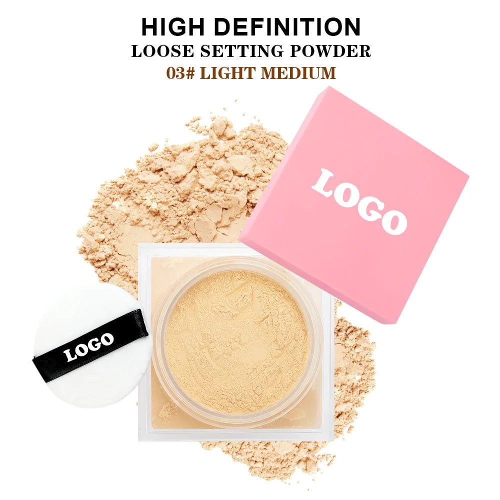 Private label loose powder with square jar light medium shade