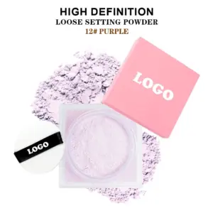 Private label loose powder with square jar purple shade