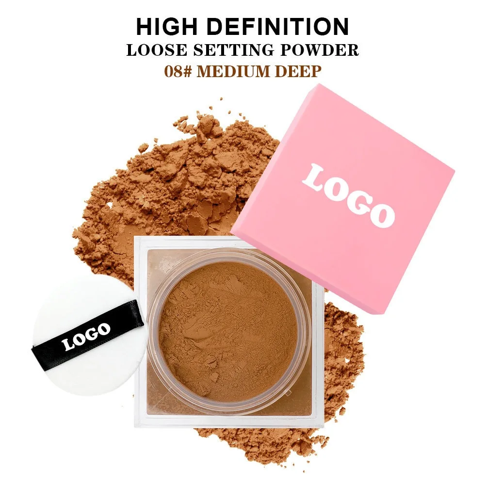 Private label loose powder with square jar medium deep shade