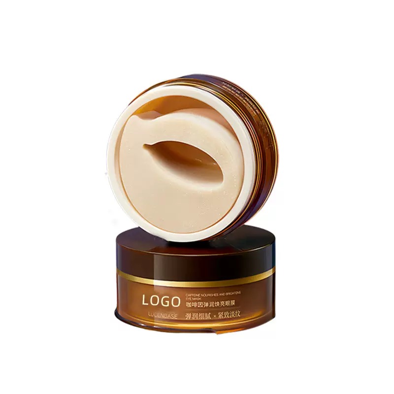 Caffeine hydrogel eye mask patches in custom jar