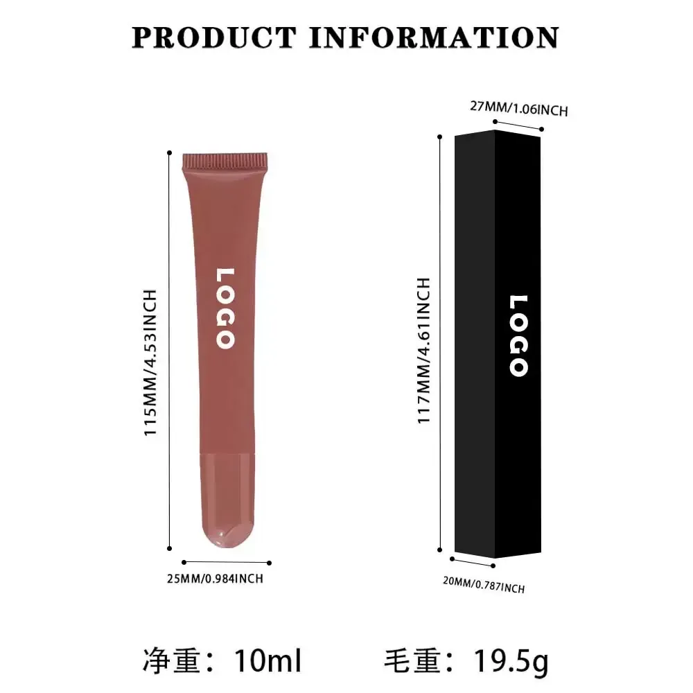 10 ml moisturizing squeeze tube lip gloss packaging