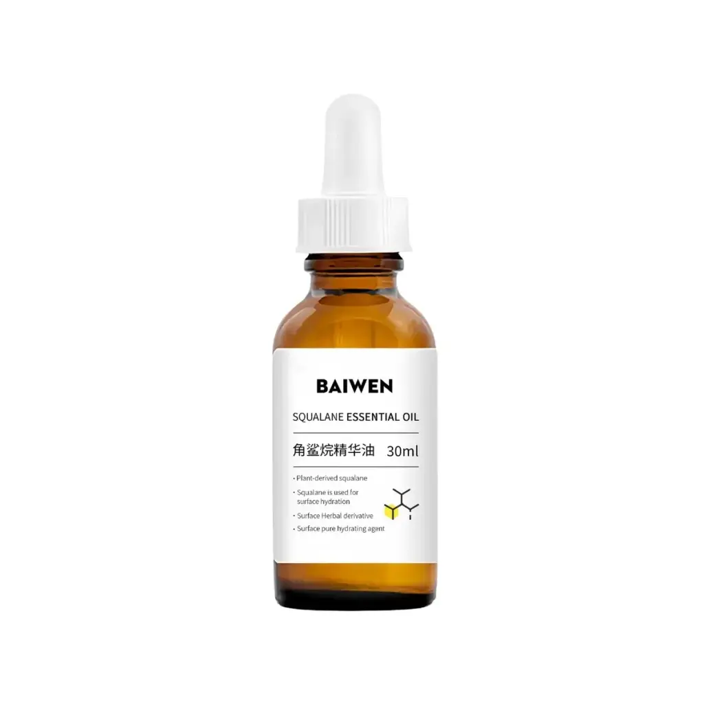 Private label squalane facial oil in amber dropper bottle