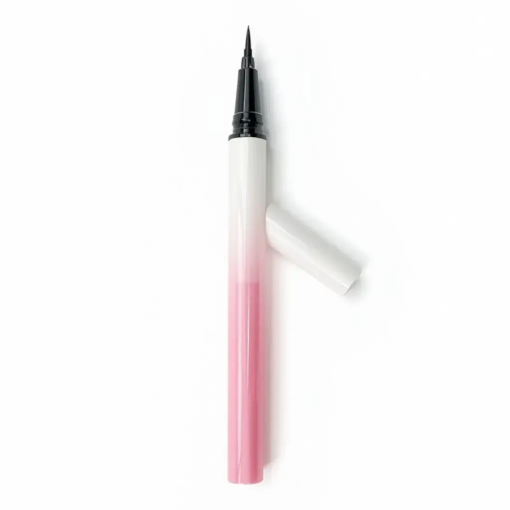 Private label liquid eyeliner pen with pink gradient electroplated barrel