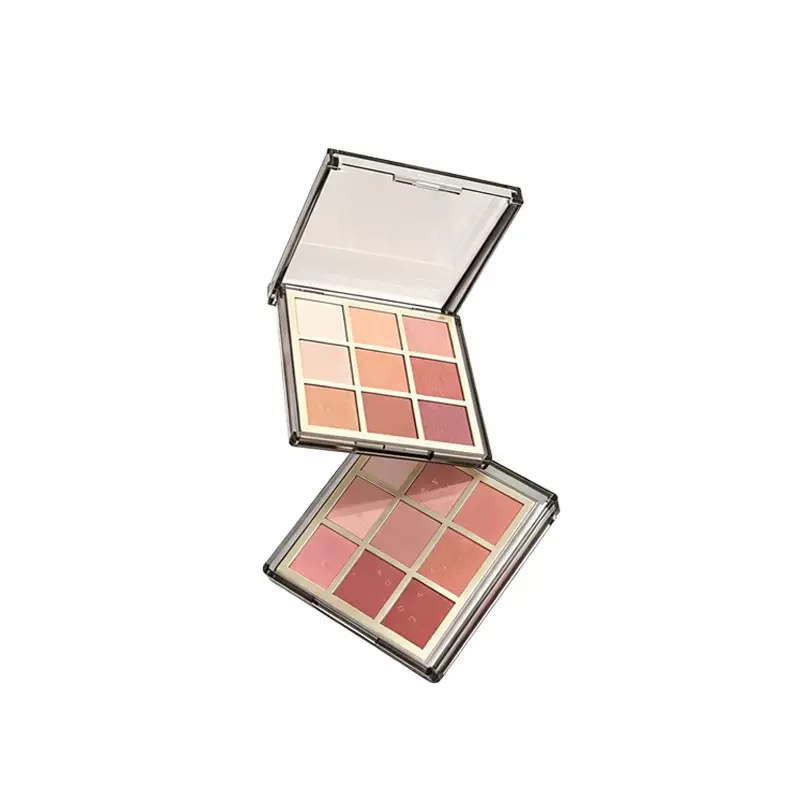 Private label 9 color eyeshadow palette in clear compact