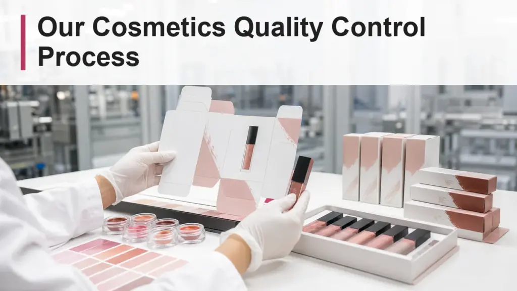 Cosmetics quality control process for packaging, bulk color and finished products