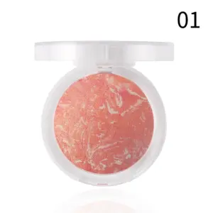 Private label marbled baked powder blush shade 01 compact