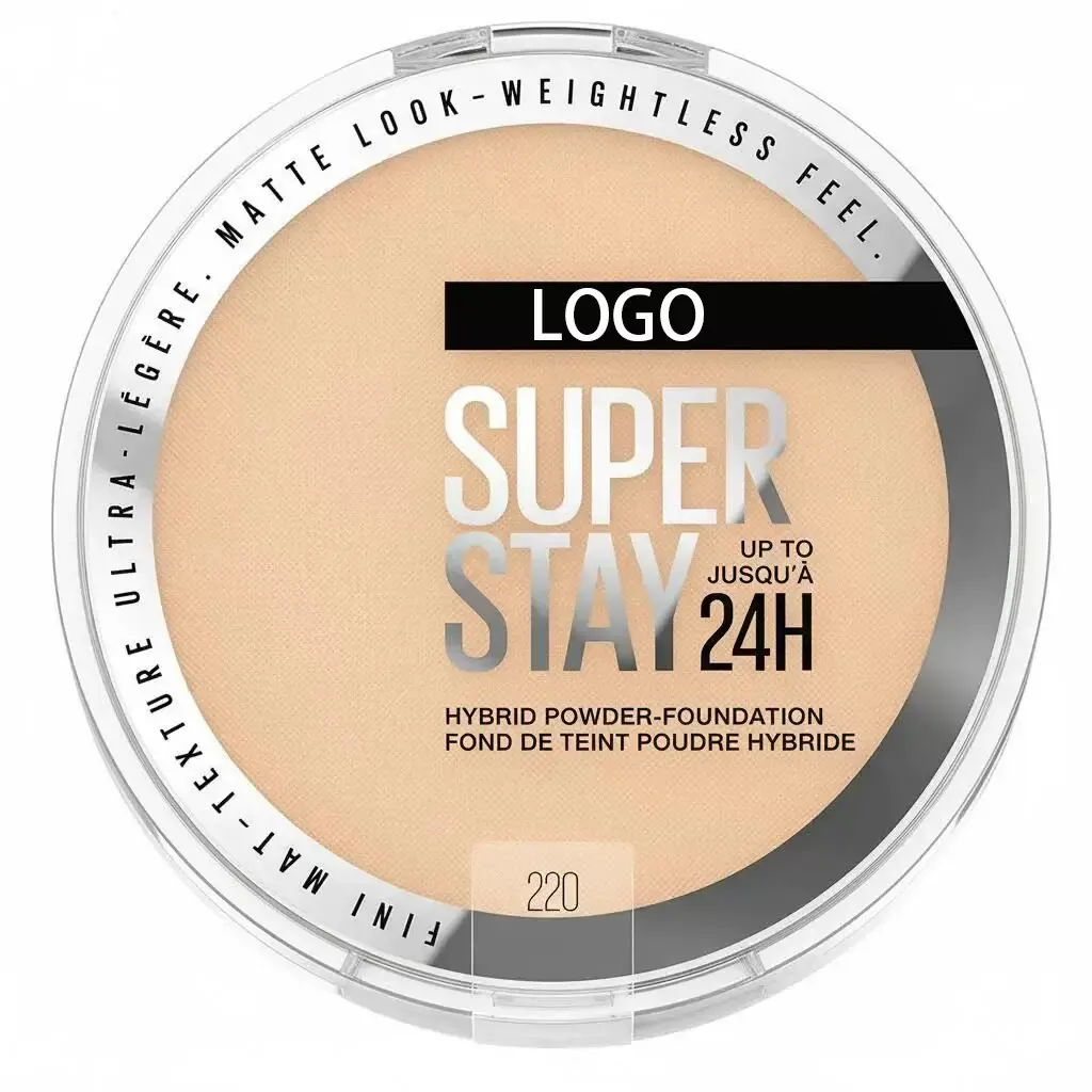 private label hybrid powder foundation in clear compact