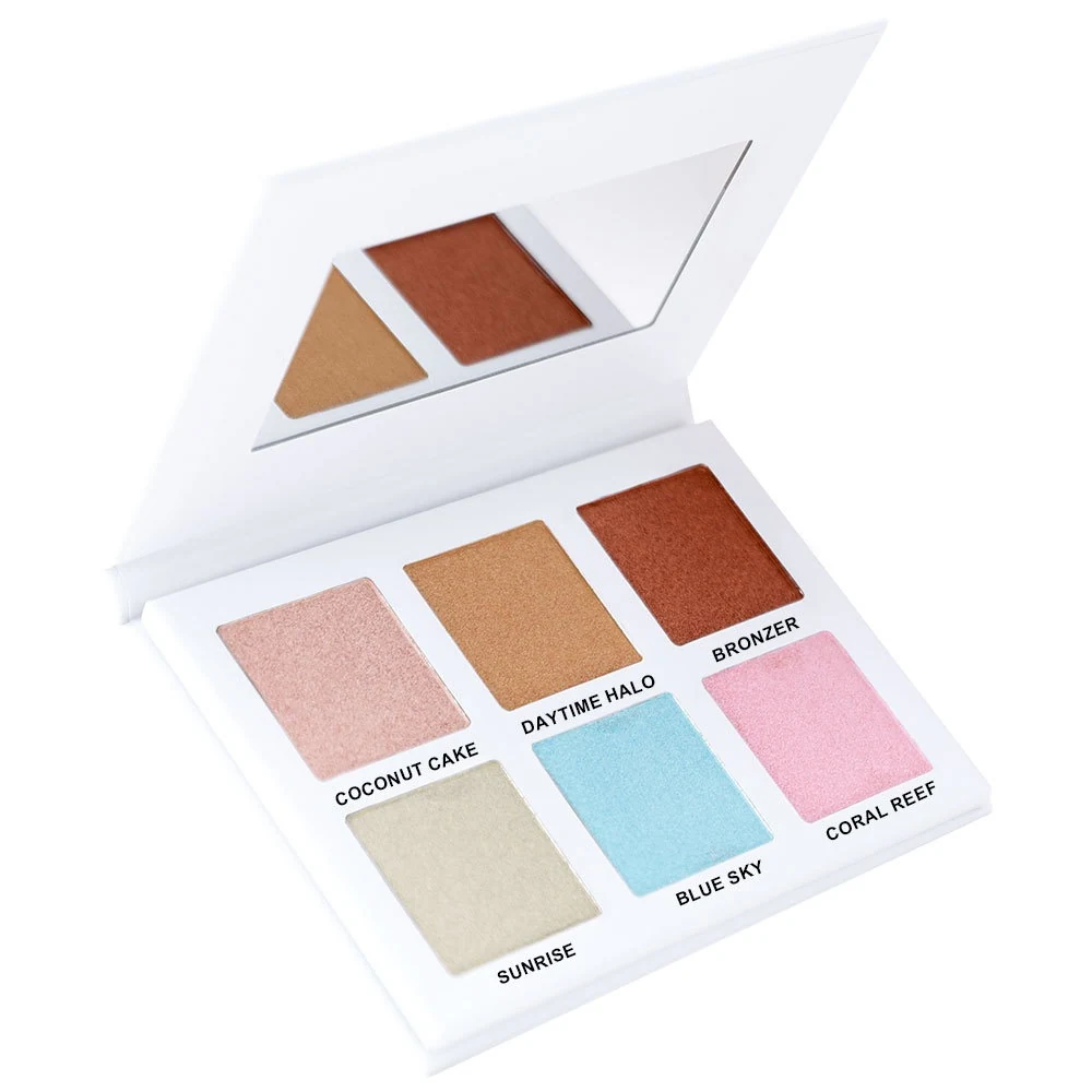 Six color private label highlighter palette
